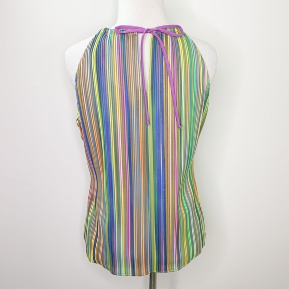 Drew Anthro Alina Sleeveless Top Rainbow Striped - Picture 2 of 11